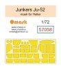 Omask 57058 Junkers Ju-52 Mask (for Heller) yellow masking tape 1/72 